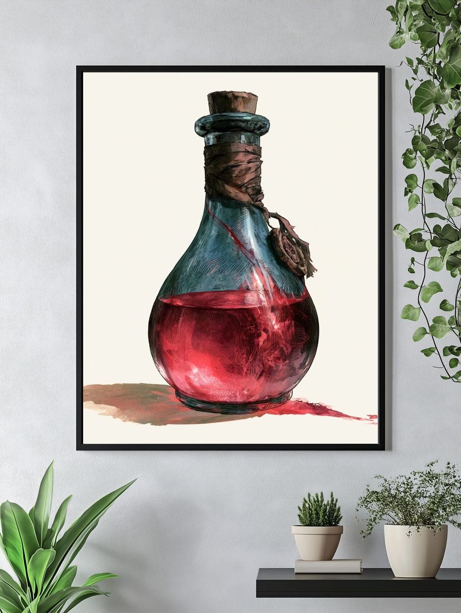 Mystic Potion Bottle Illustration Poster. — room view 4