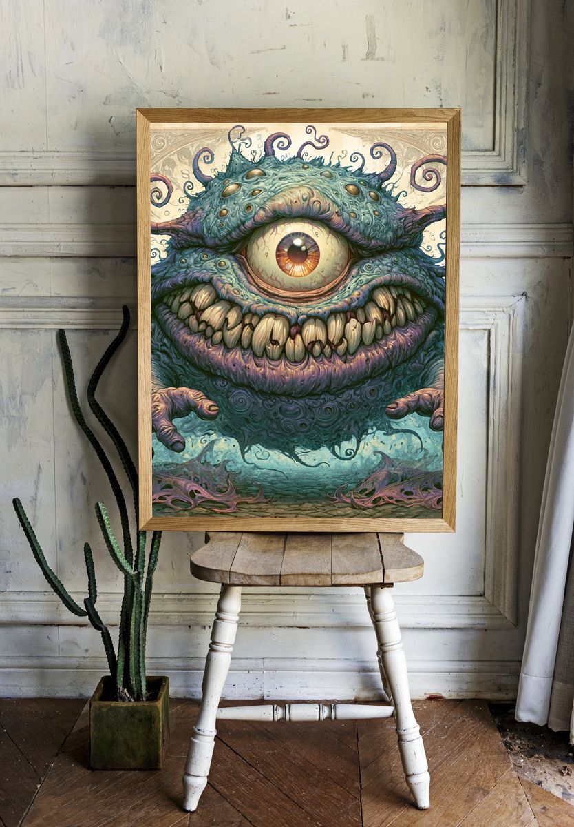 Cyclopean Monster Digital Art Poster. — room view 1