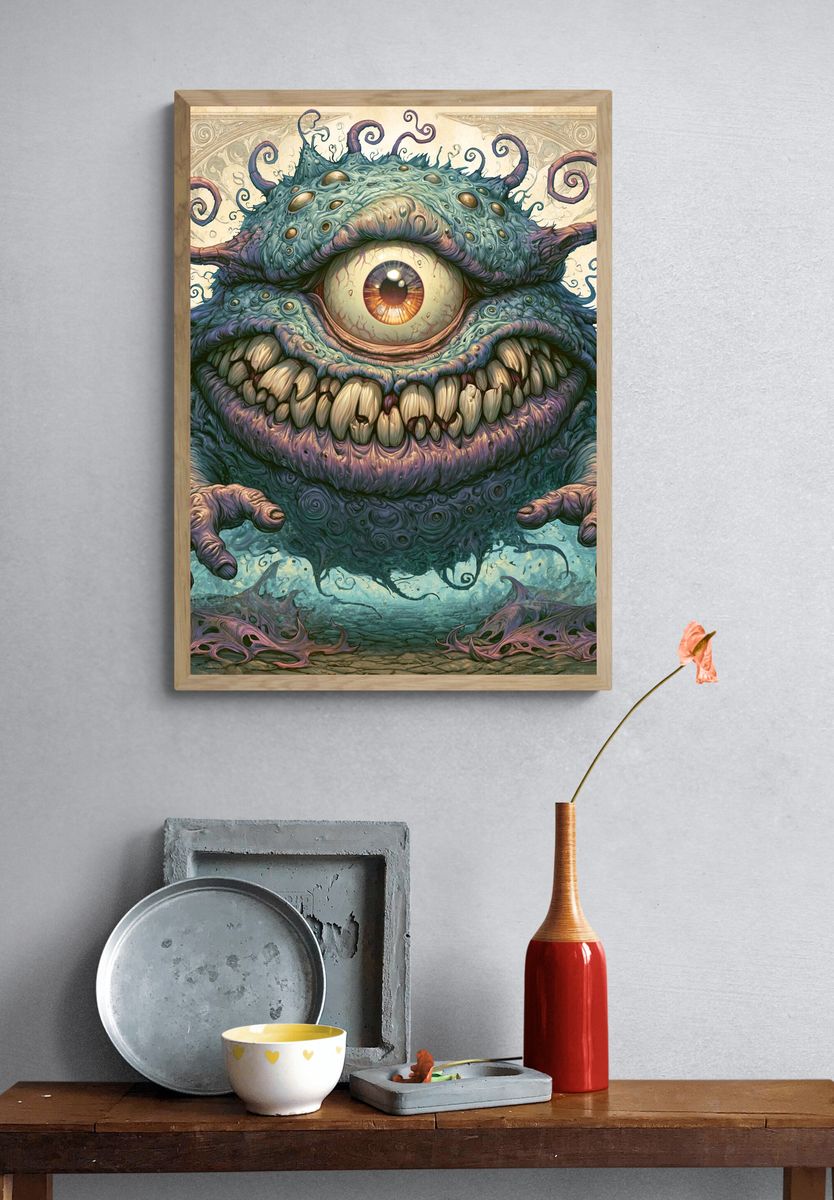 Cyclopean Monster Digital Art Poster. — room view 3