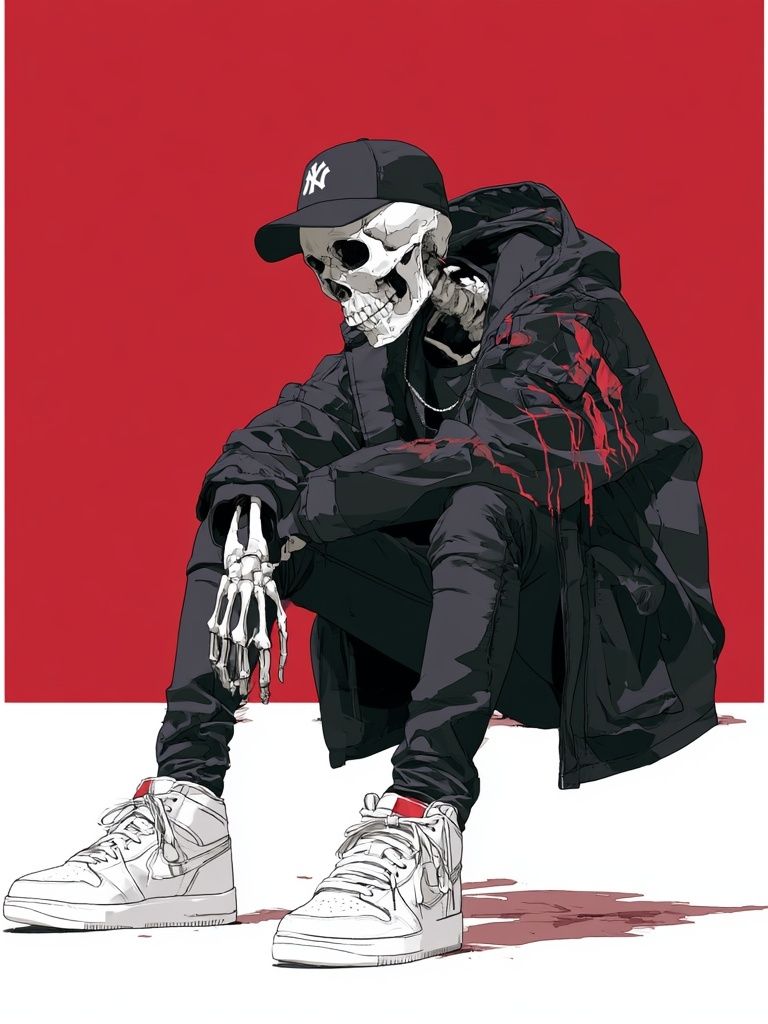 Skeleton Streetwear Digital Art Poster. poster — illustration art