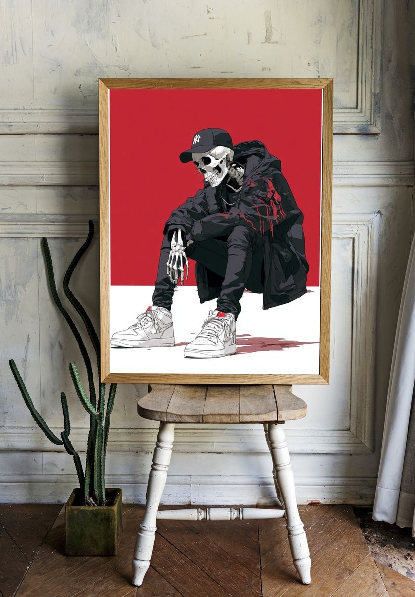 Skeleton Streetwear Digital Art Poster. room preview