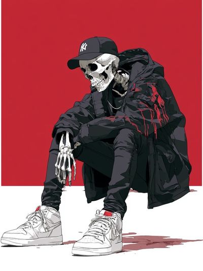 Skeleton Streetwear Digital Art Poster. poster