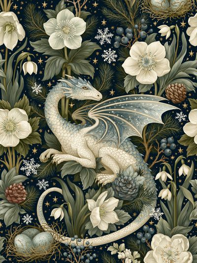 Celestial Dragon Botanical Print. poster