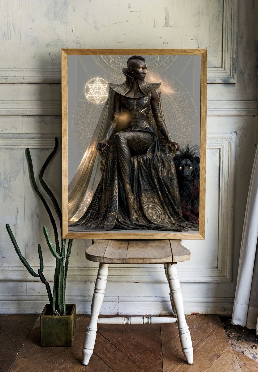 Celestial Queen Fantasy Illustration Poster. room preview