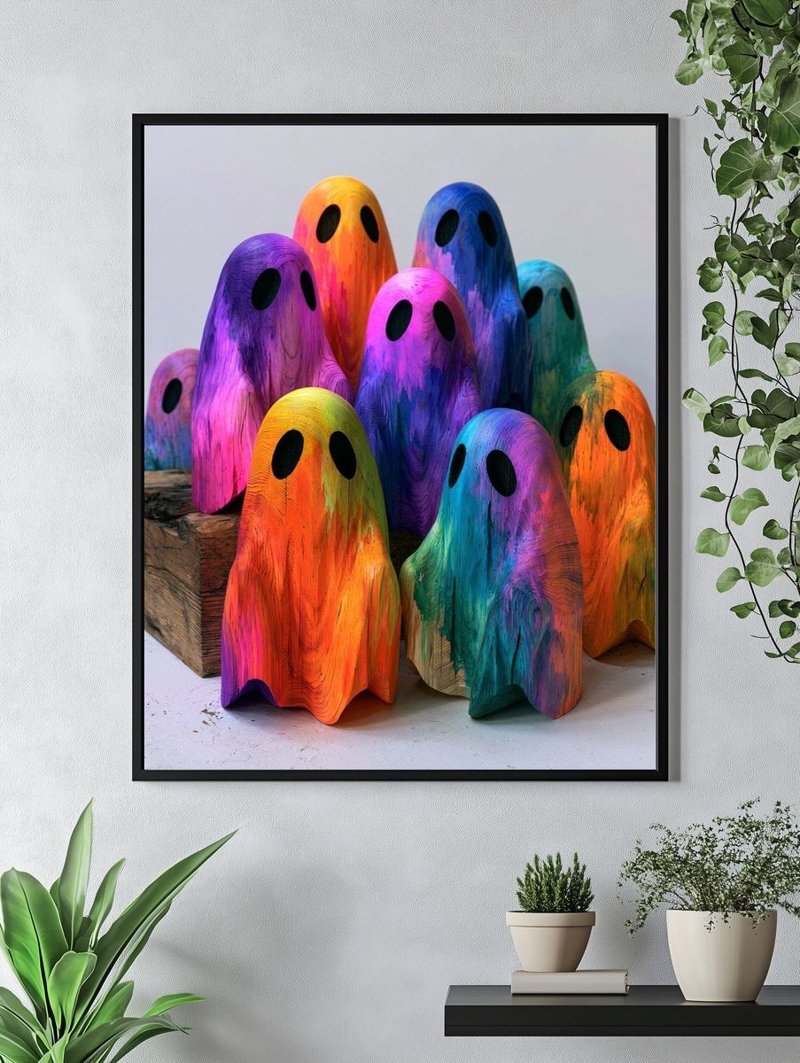 Rainbow Ghost Figurines Illustration Print. — room view 4