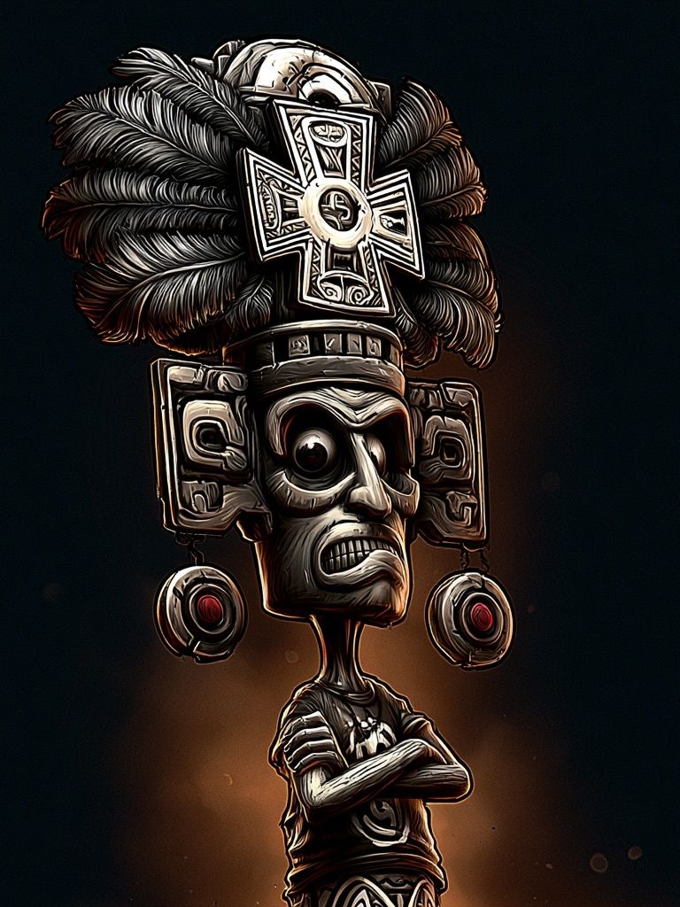 Aztec Warrior Illustration Poster. poster — illustration art