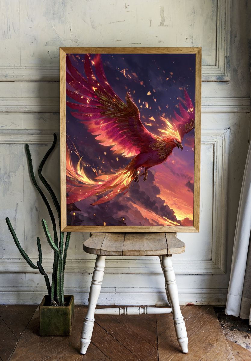Phoenix at Sunset Illustration Poster. room preview