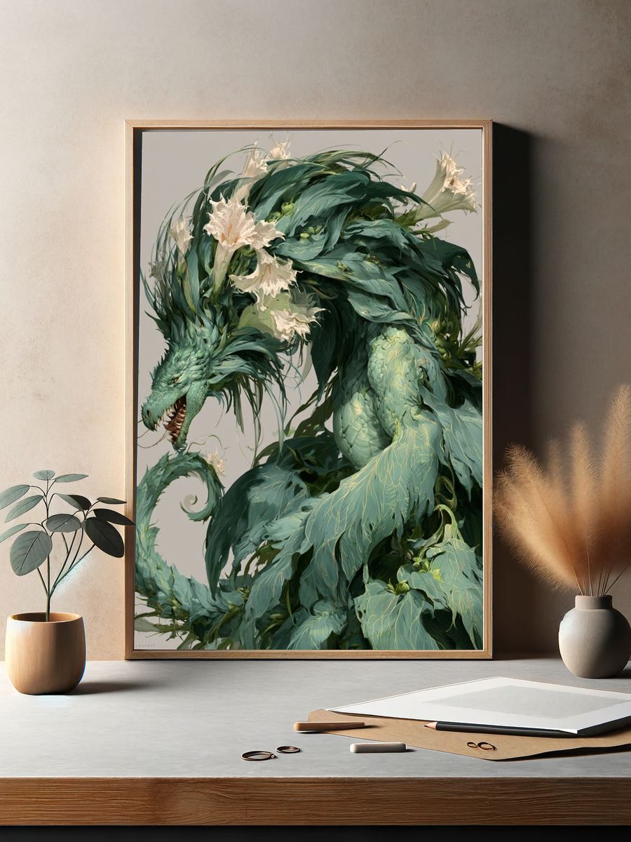 Blue Fantasy Castle Illustration Poster. — room view 2