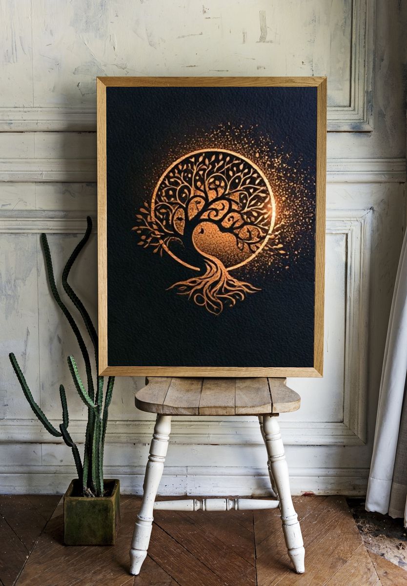 Golden Tree of Life Illustration Poster. room preview