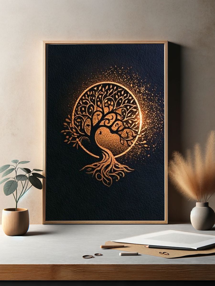 Golden Tree of Life Illustration Poster. — room view 2