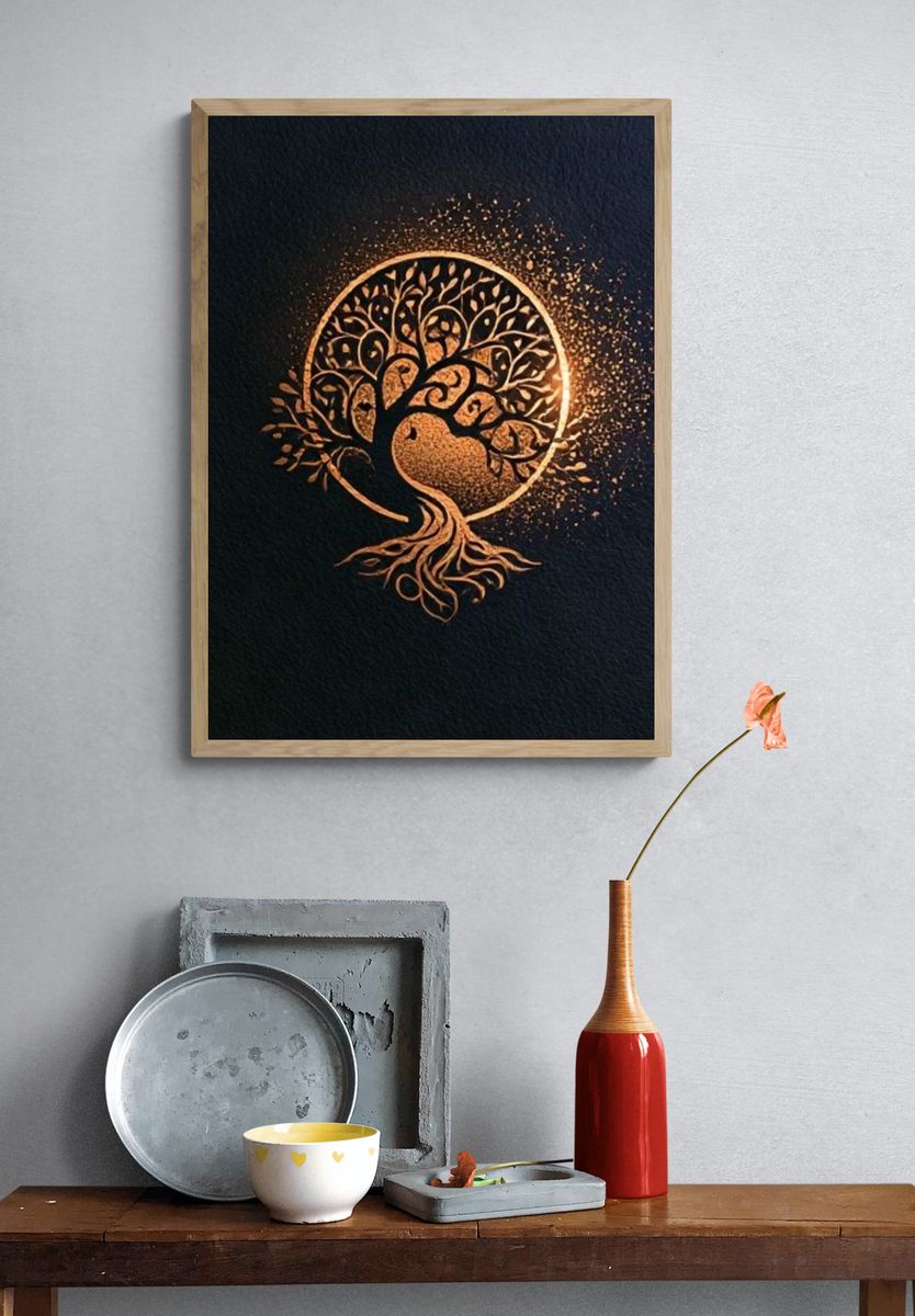 Golden Tree of Life Illustration Poster. — room view 3