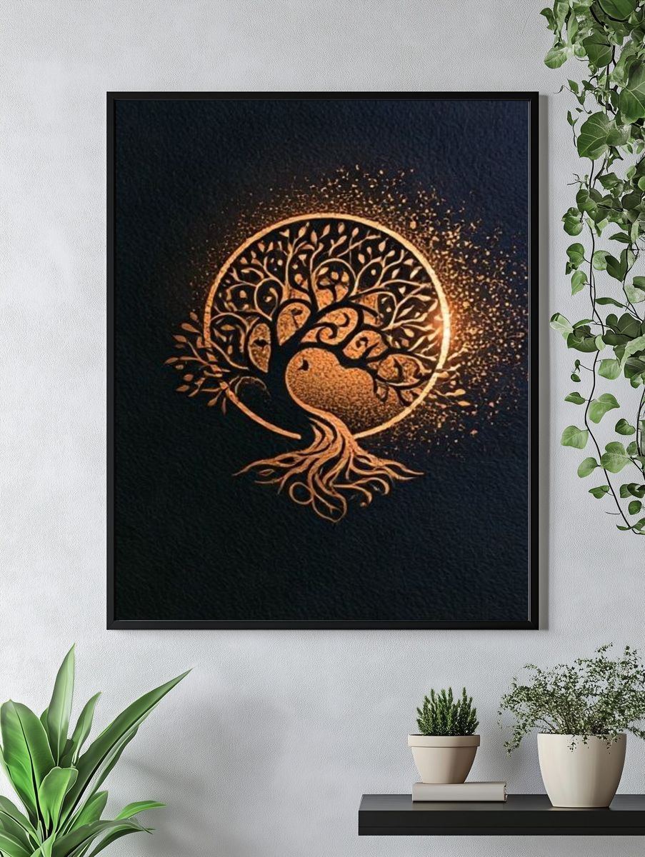Golden Tree of Life Illustration Poster. — room view 4