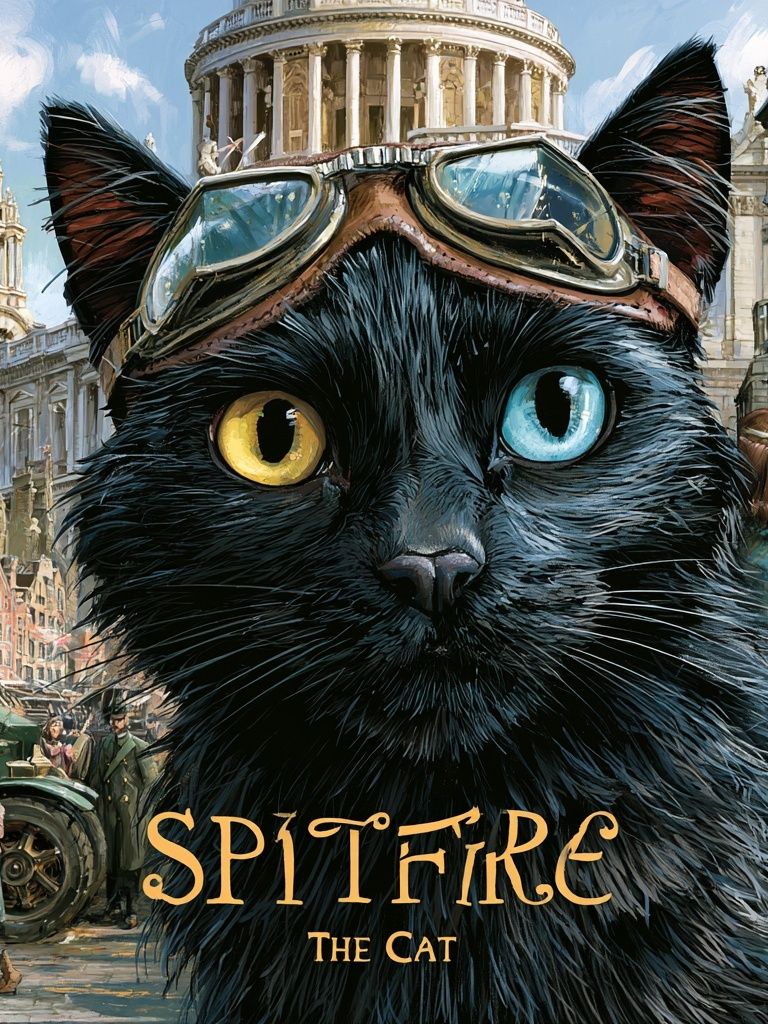Spitfire the Cat Illustration Poster. poster detail