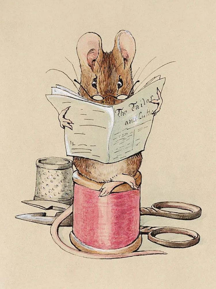 Tailor Mouse (1902) watercolor art. poster detail
