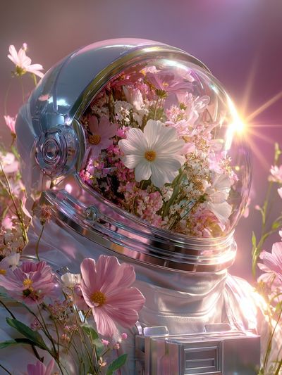Cosmic Bloom Astronaut Print. poster print