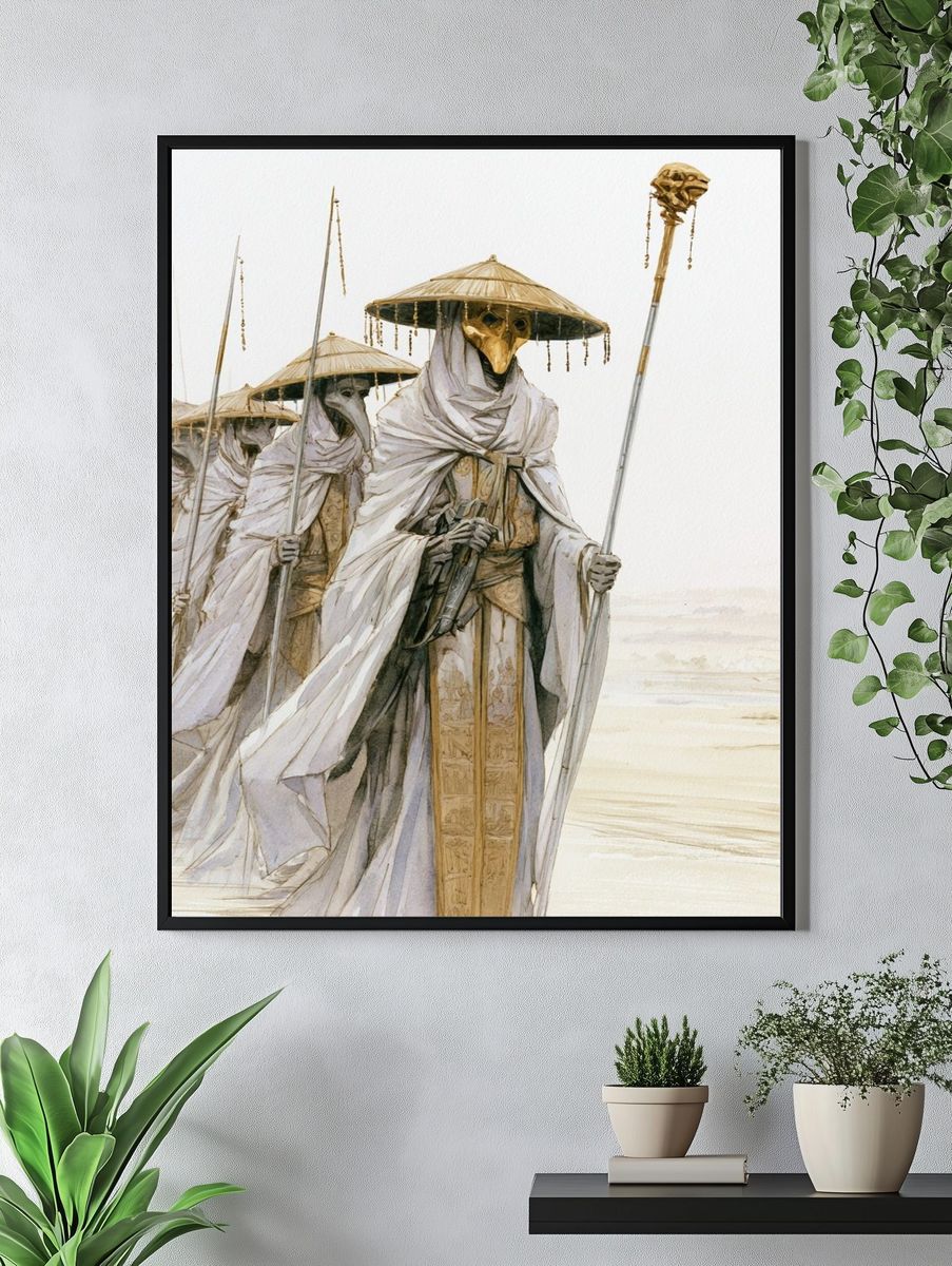 Masked Desert Procession Illustration Poster. — room view 4