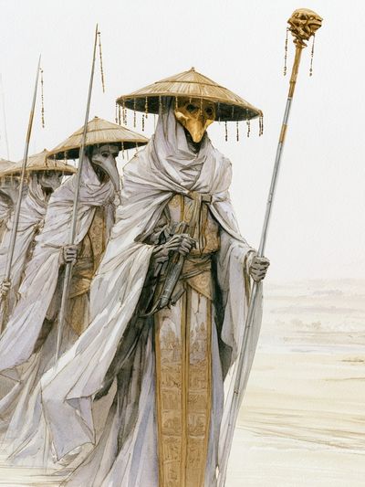 Masked Desert Procession Illustration Poster.