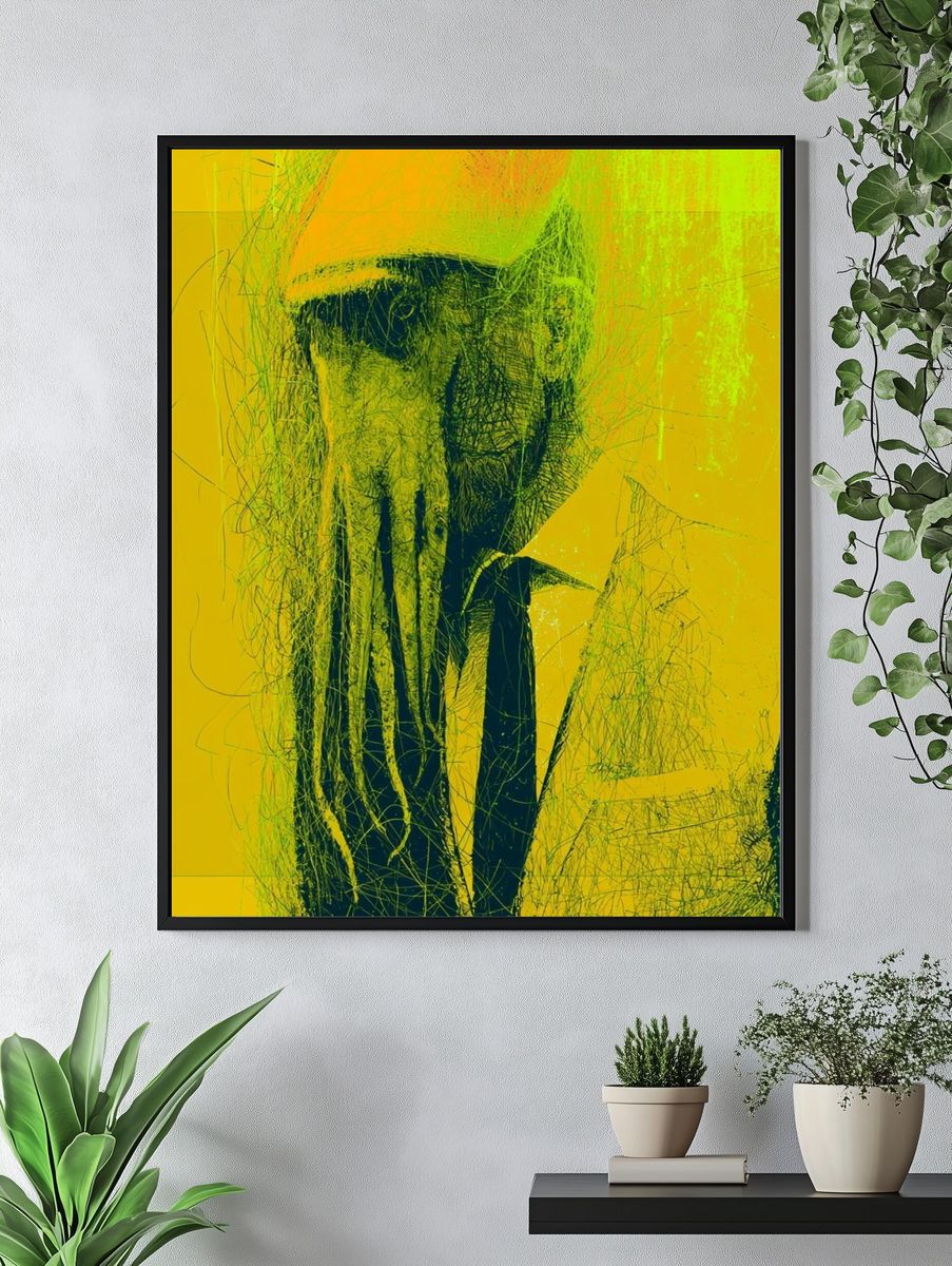 Neon Skull Abstract Print. — room view 4