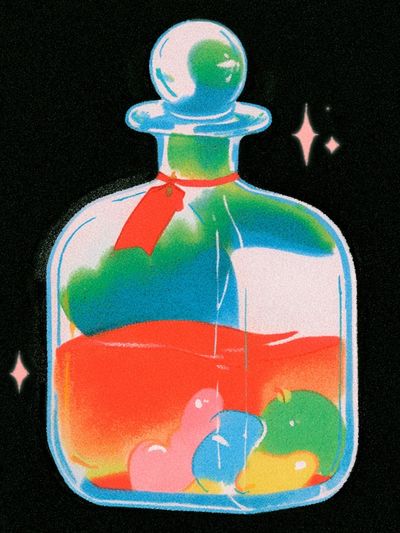 Rainbow Potion Bottle Illustration Poster.
