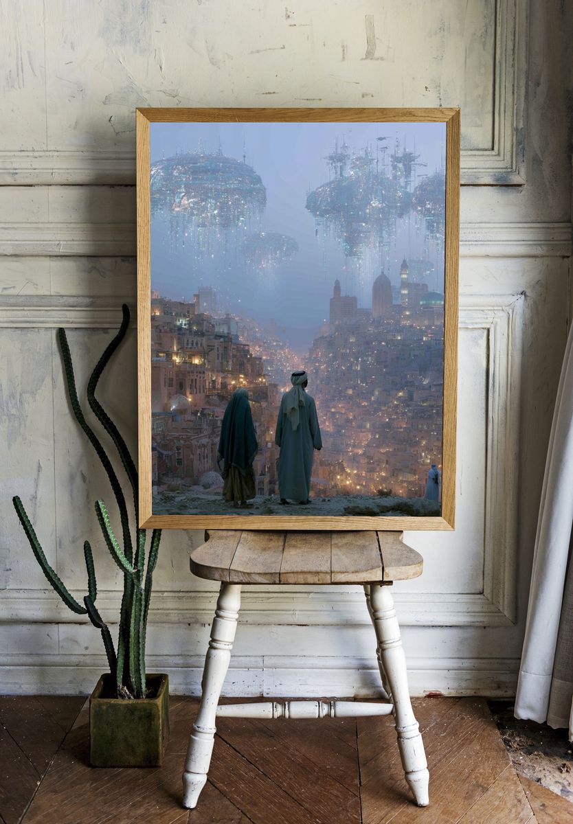 Futuristic Cityscape — Surreal Print. — room view 1