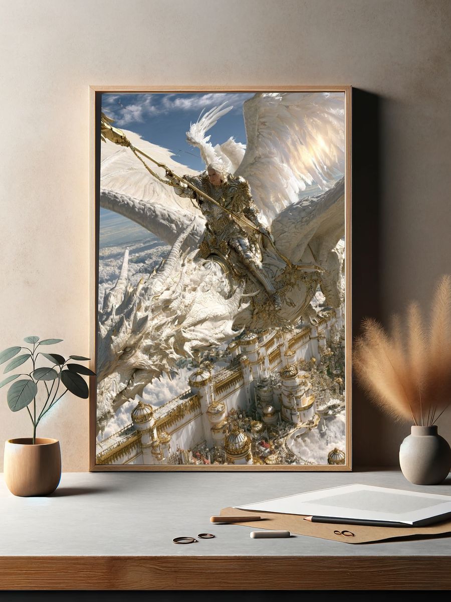 Celestial Dragon Rider Fantasy Print. — room view 2
