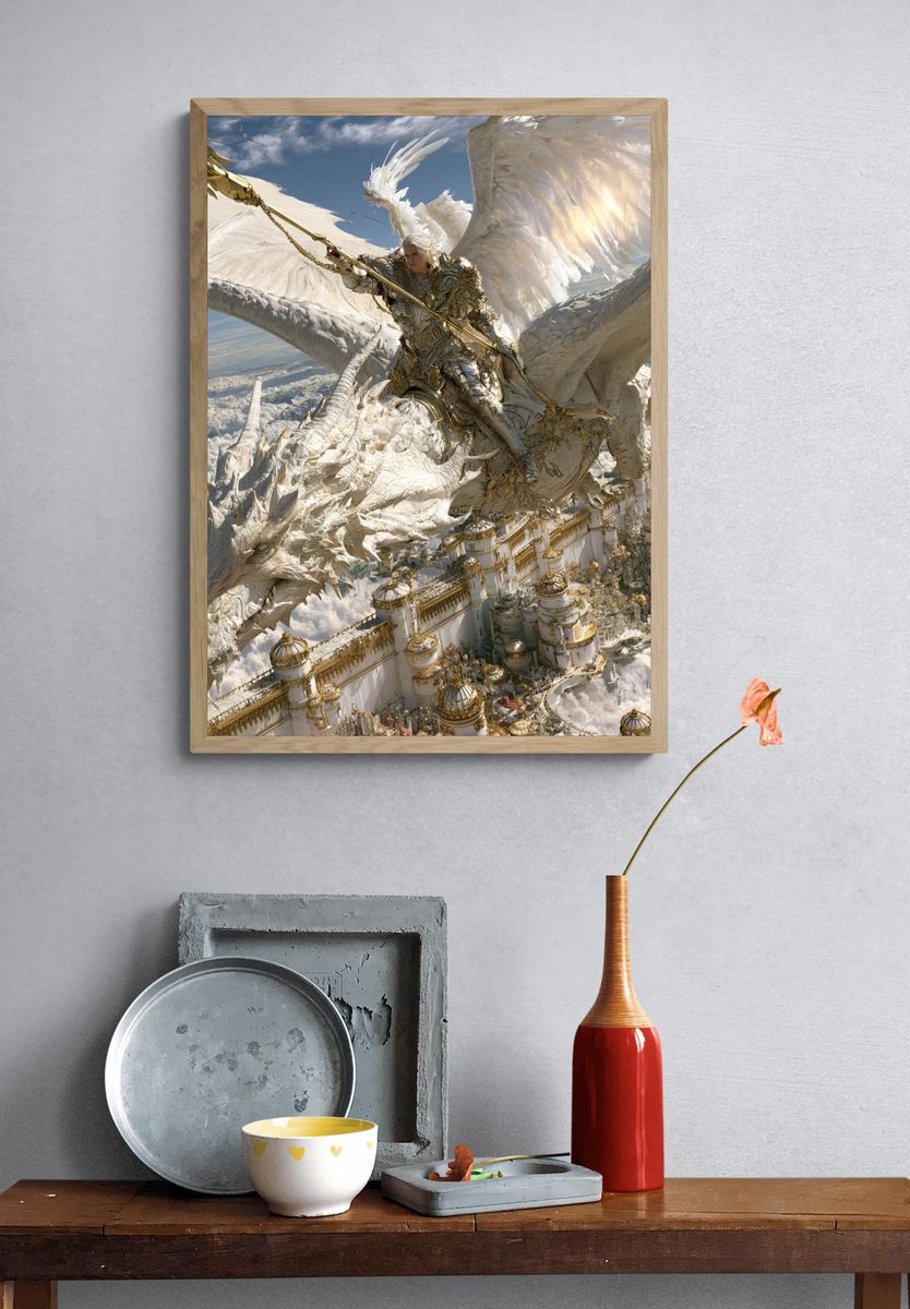 Celestial Dragon Rider Fantasy Print. — room view 3