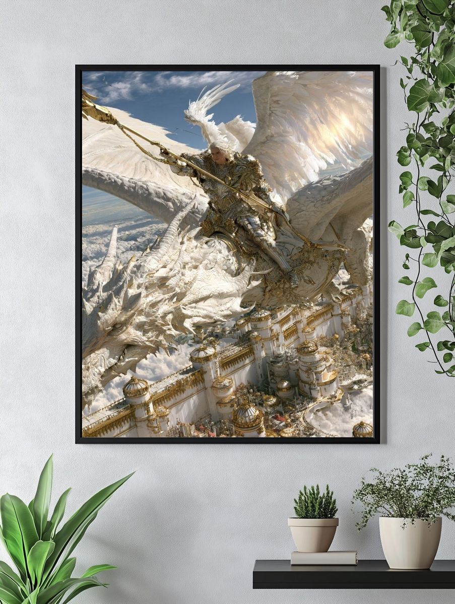 Celestial Dragon Rider Fantasy Print. — room view 4