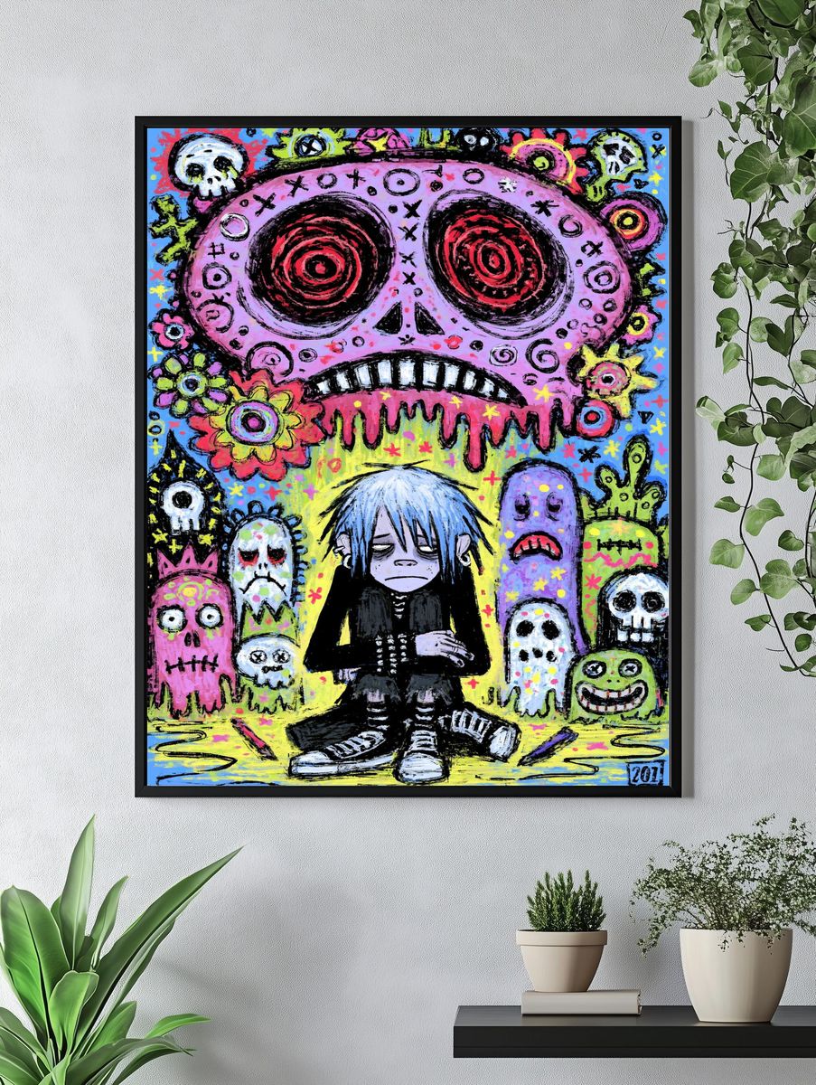 Gothic Skull Girl Illustration Poster. — room view 4