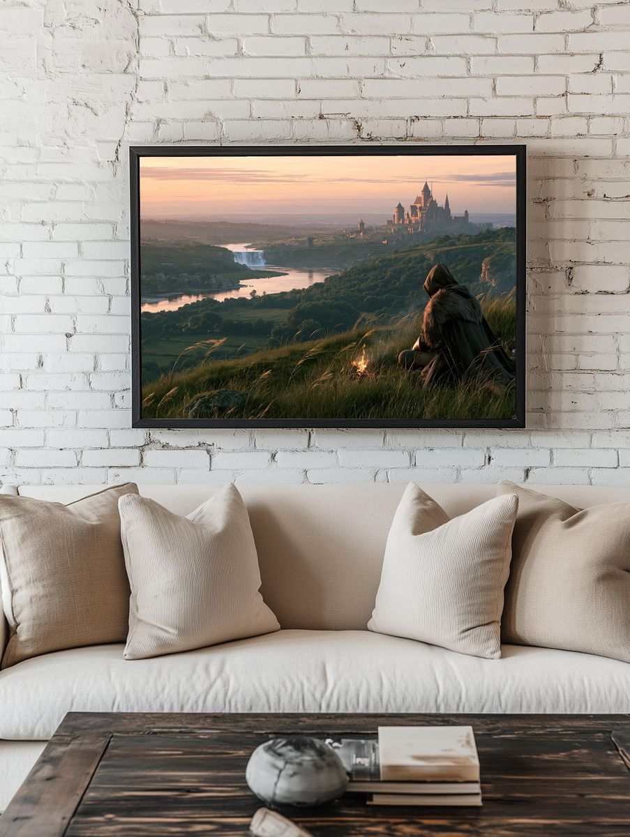 Fantasy Castle at Dawn Print. — room view 1