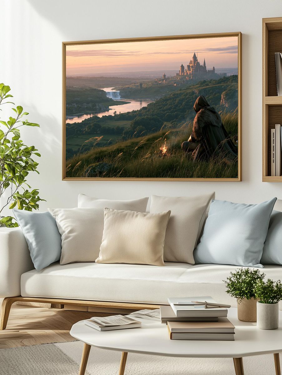 Fantasy Castle at Dawn Print. — room view 2