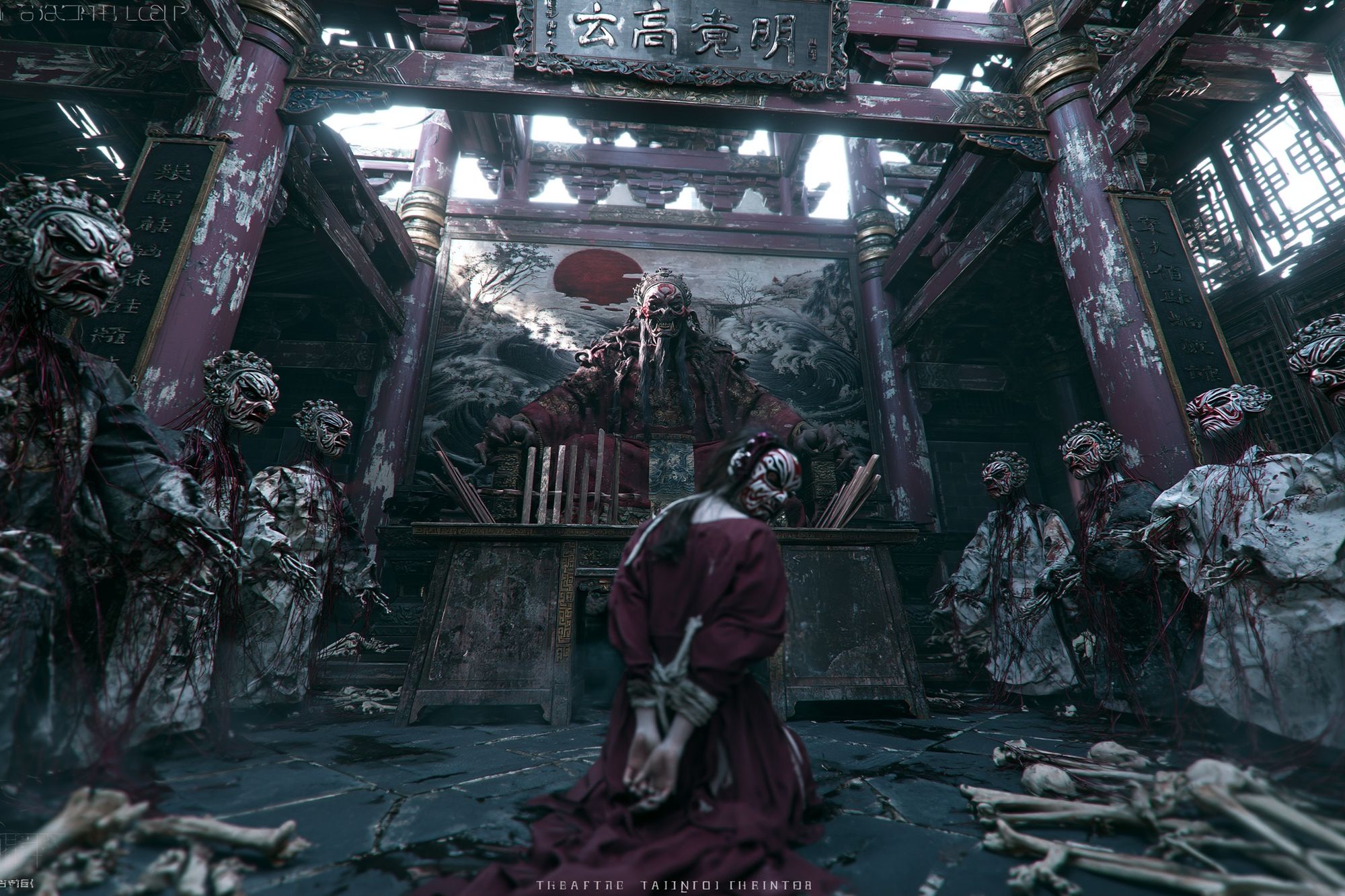 Haunted Temple Ritual — Illustration Print. poster — illustration art