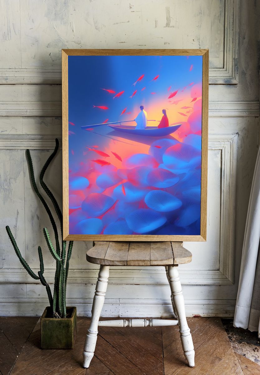Dreamlike Boat Journey Print. — room view 1