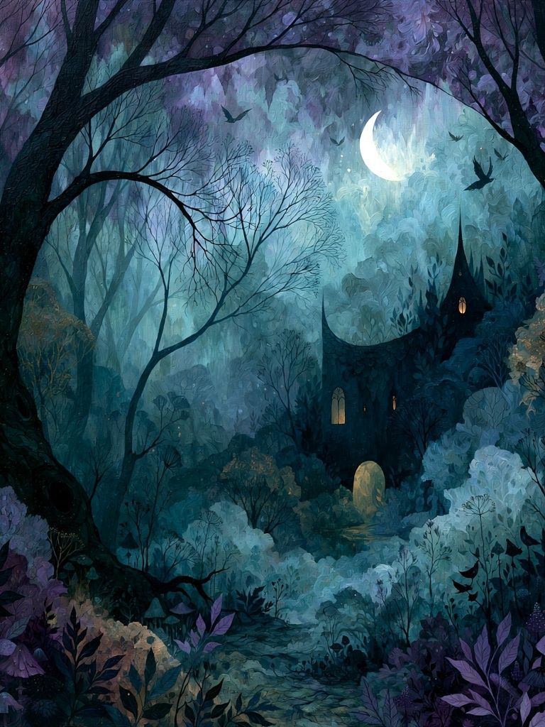 Moonlit Enchanted Forest Print. poster detail