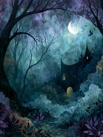 Moonlit Enchanted Forest Print.