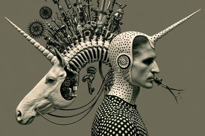 Surreal Unicorn Portrait Print. poster print