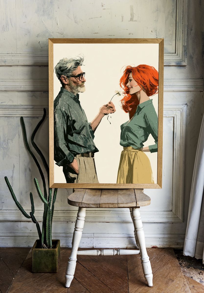 Romantic Couple Illustration Poster. room preview