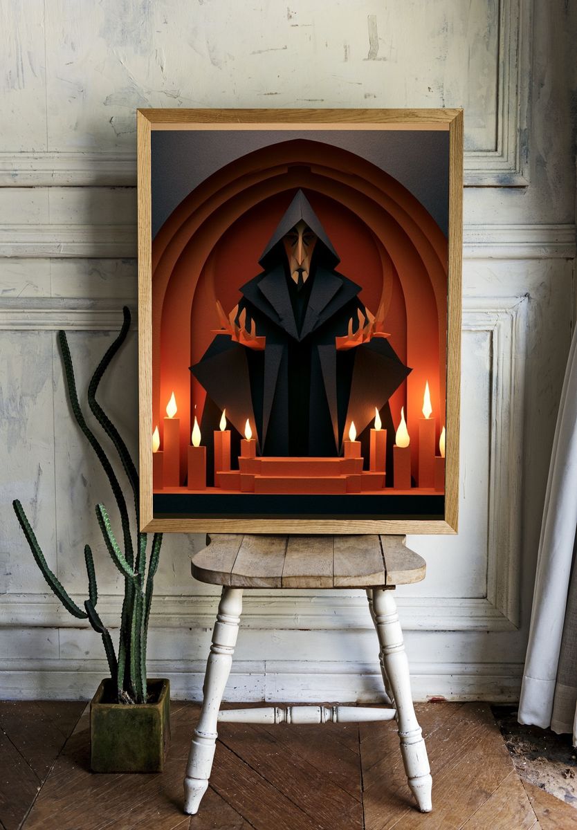 Dark Sorcerer Paper Cut Poster. — room view 1