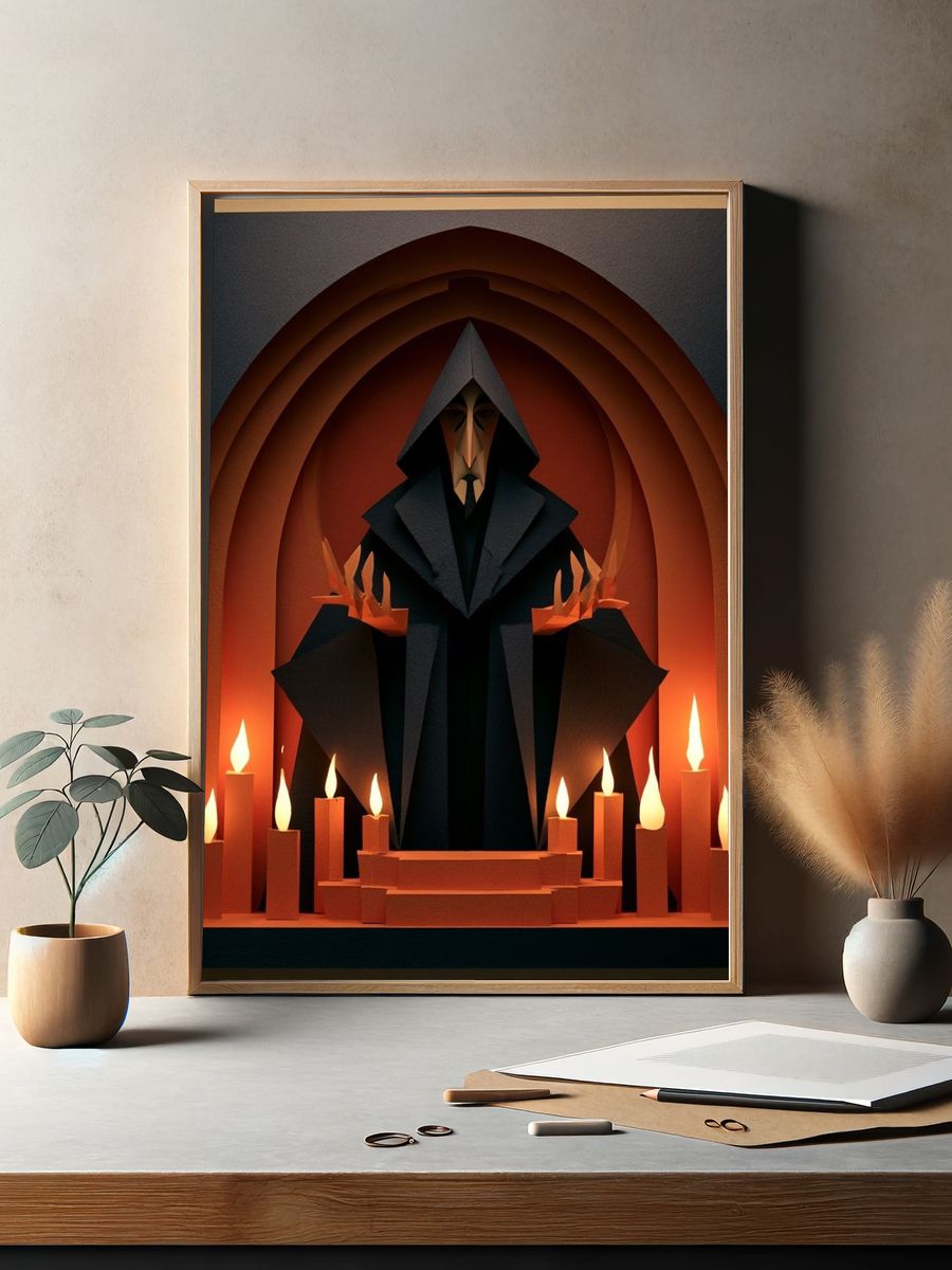 Dark Sorcerer Paper Cut Poster. — room view 2