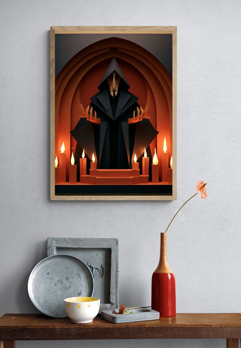 Dark Sorcerer Paper Cut Poster. — room view 3