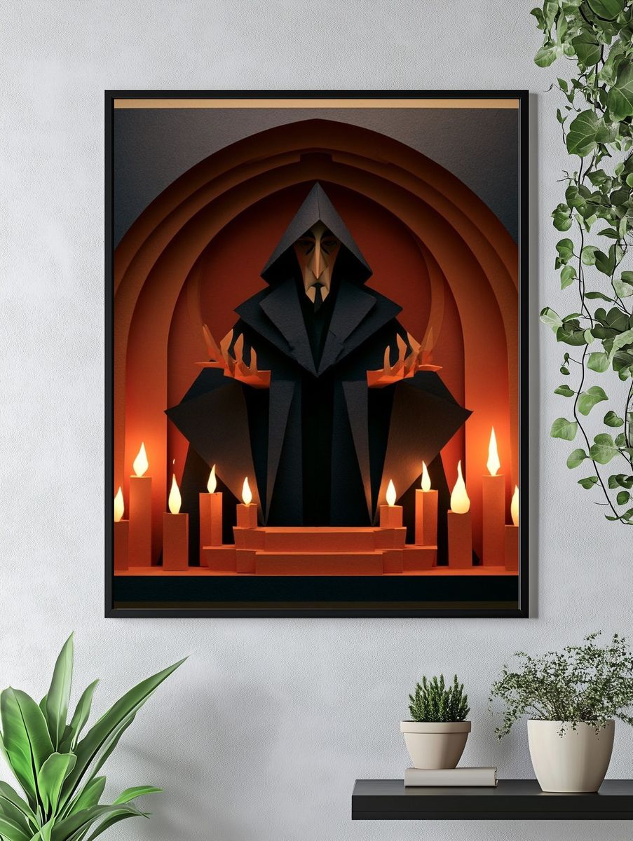 Dark Sorcerer Paper Cut Poster. — room view 4
