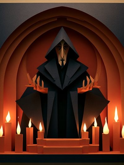 Dark Sorcerer Paper Cut Poster.