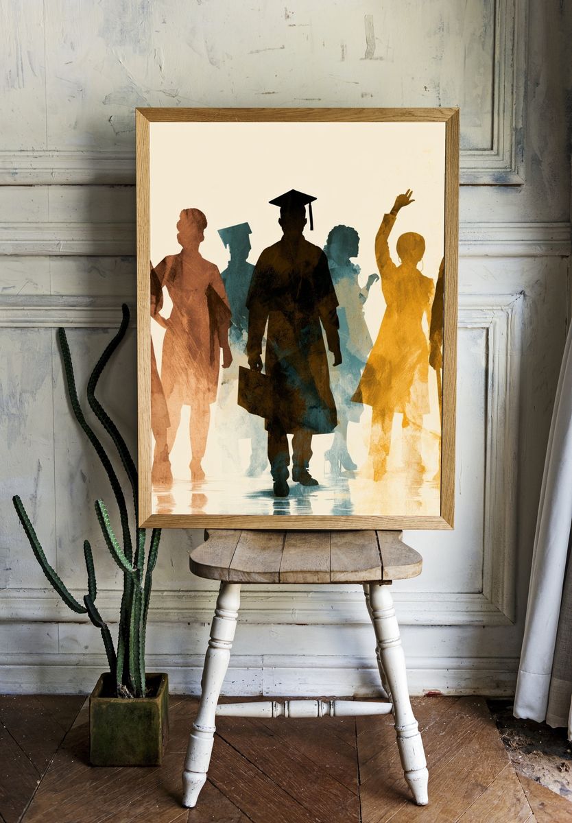 Graduation Silhouettes Illustration Poster. room preview