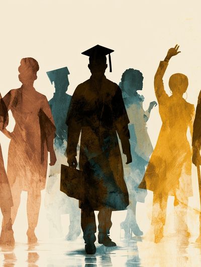 Graduation Silhouettes Illustration Poster.