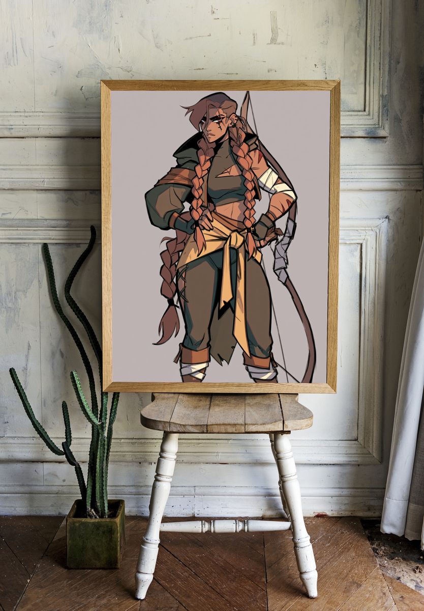 Fantasy Archer Character Illustration Print. room preview