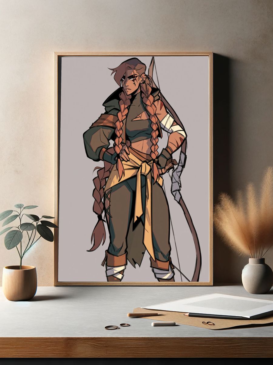 Fantasy Archer Character Illustration Print. — room view 2