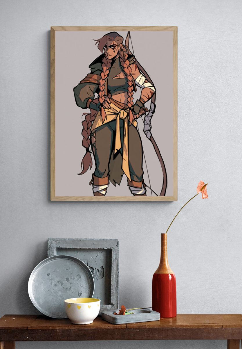 Fantasy Archer Character Illustration Print. — room view 3