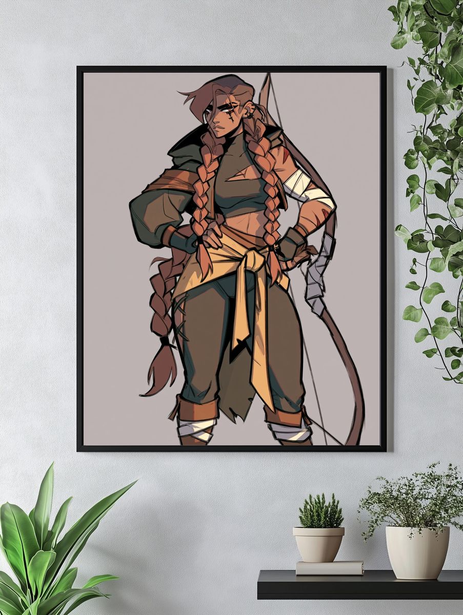 Fantasy Archer Character Illustration Print. — room view 4