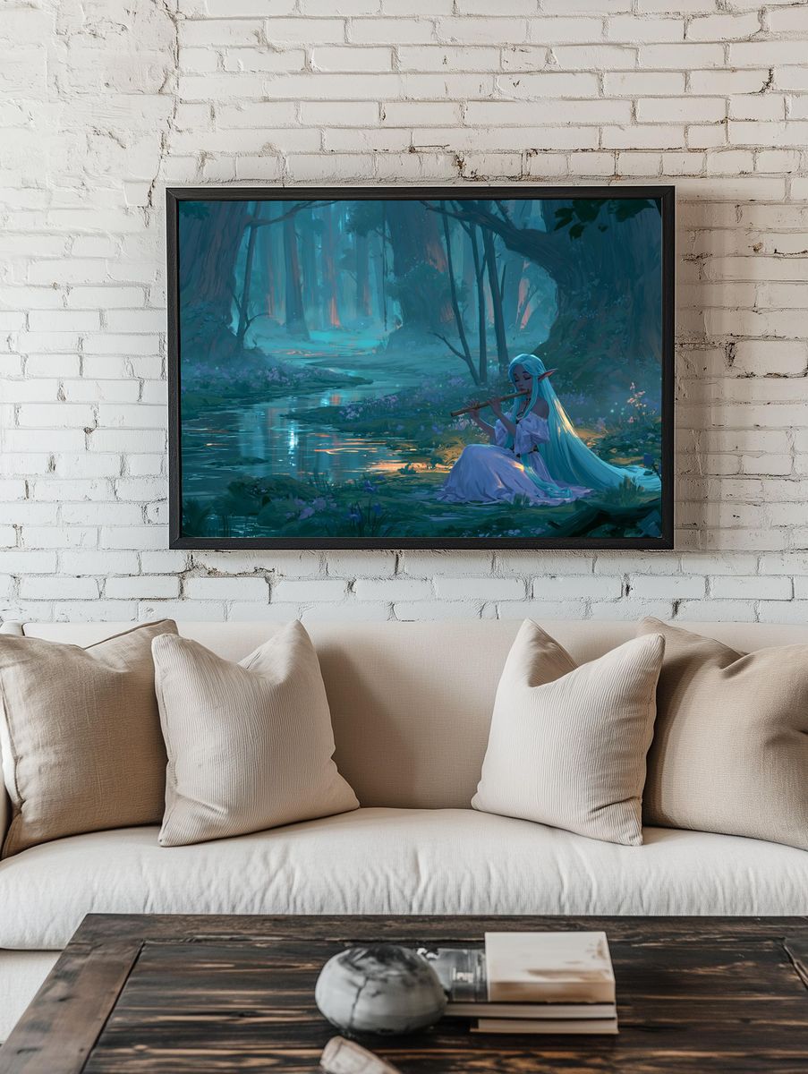 Elven Forest Flute Digital Art Poster. — room view 1