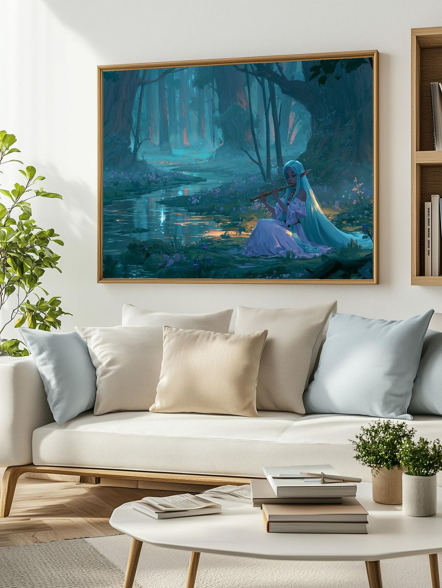 Elven Forest Flute Digital Art Poster. — room view 2