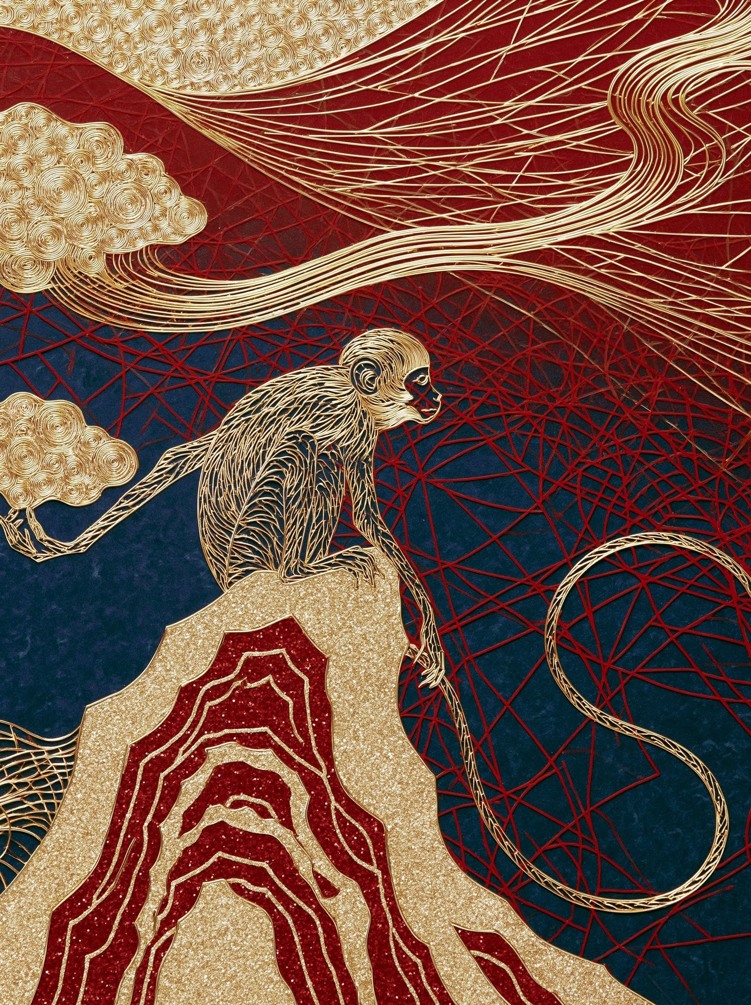 Golden Monkey Surrealism Poster. poster detail